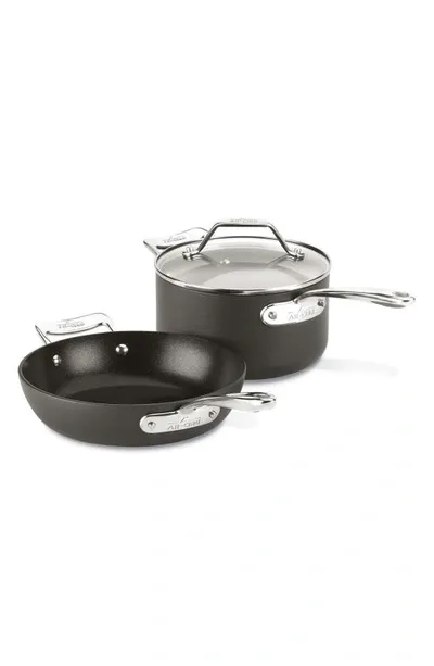 All-clad Essentials Hard Anodized Aluminum Nonstick Frying Pan & Saucepan Set In Black