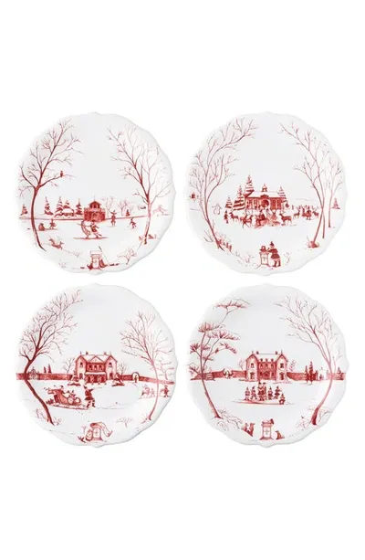 Juliska Country Estate Winter Frolic Ruby Mr And Mrs Claus Party Plates