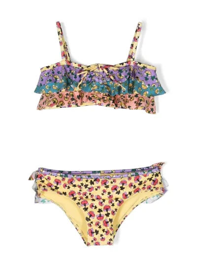 Zimmermann Kids' Tiggy Frilled Bikini Set In Yellow