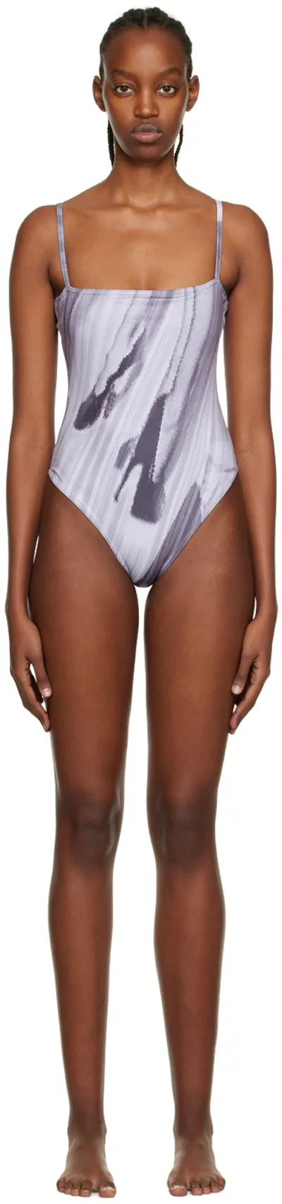 Elliss Ssense Exclusive Gray Pop One-piece Swimsuit In Grey