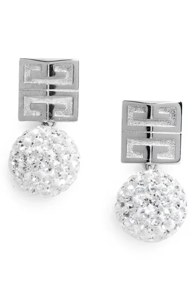 Givenchy 4g Stud Crystal Ball Earrings In Silver