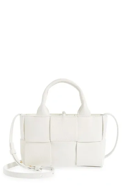 Bottega Veneta Micro Candy Arco Intrecciato Leather Tote In White