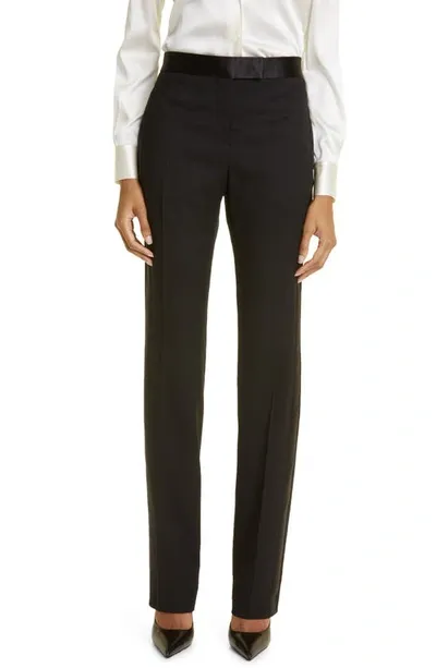 Tom Ford Wide Wool Tuxedo Pants In Black