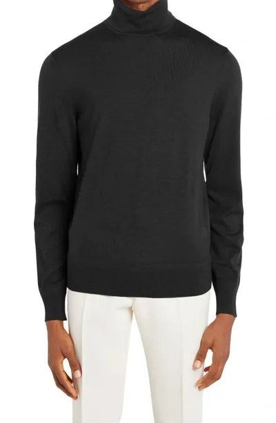 Tom Ford Wool Turtleneck Sweater In Nero