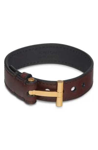 Tom Ford Hollywood Leather Bracelet In Brown