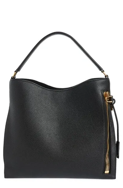 Tom Ford Alix Small Calfskin Hobo Bag In Nero