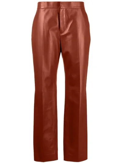 Chloé Leather Trousers In Brown