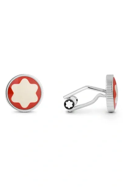 Montblanc Cufflinks Heritage Rouge Et Noir In Steel