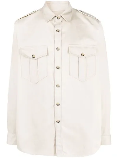 Isabel Marant Logo-embroidery Cotton Shirt In Beige