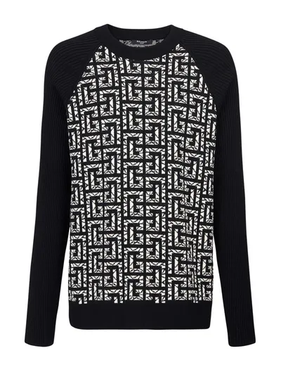 Balmain Pb Monogram Jumper In Black