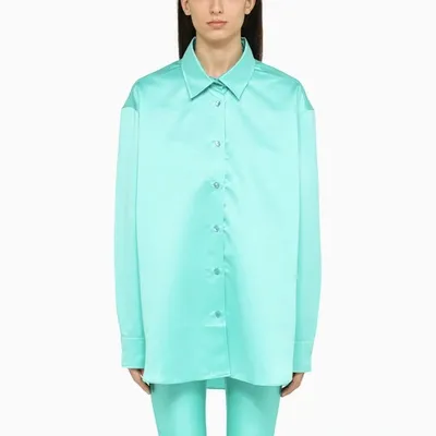 The Andamane Oversized Satin Shirt In Light Blue