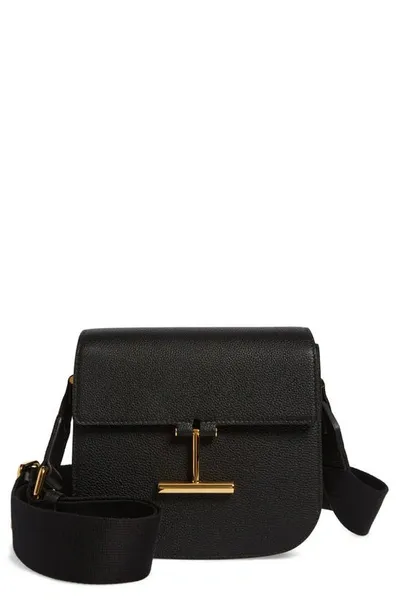 Tom Ford Mini Tara Grained Leather Crossbody Bag In Black