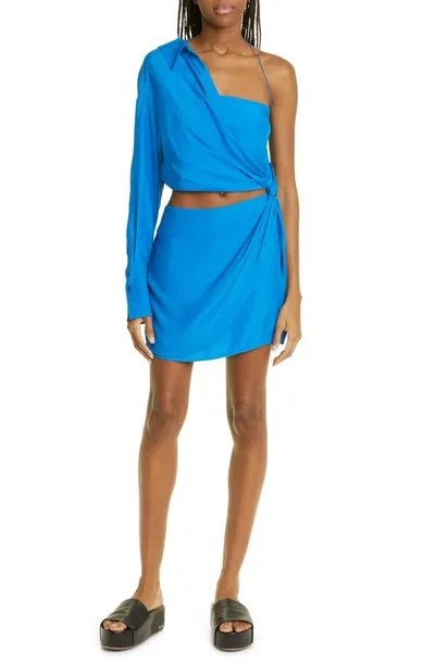 Gauge81 Arica Cut-out Satin Mini Dress In Blue-med