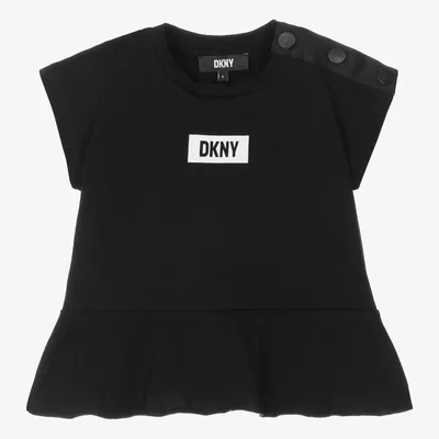 Dkny Kids' Girls Black Cotton Logo Top