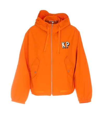 Kenzo Logo Printed Zip In Orange