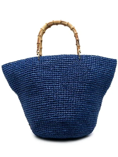 Chica Corolla Straw Handbag In Blue