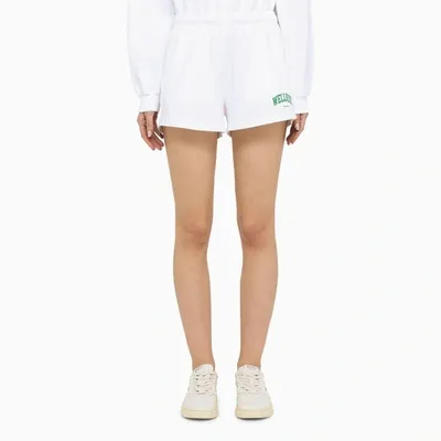 Sporty And Rich Wellness Ivy Cotton Disco Shorts In White/grass