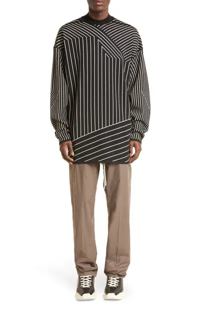 Rick Owens Multi-stripe Virgin Wool Jumper In Black