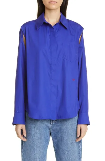 Victoria Beckham Cold-shoulder Button Down Shirt In Viola