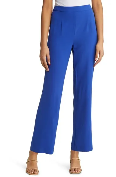 Misook Women's Straight-leg Cropped Pants In Satin Sky