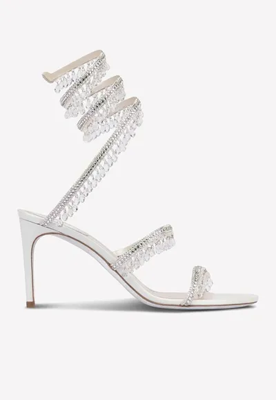 René Caovilla Chandelier 80 Jeweled Crystal-embellished Sandals In Ivory