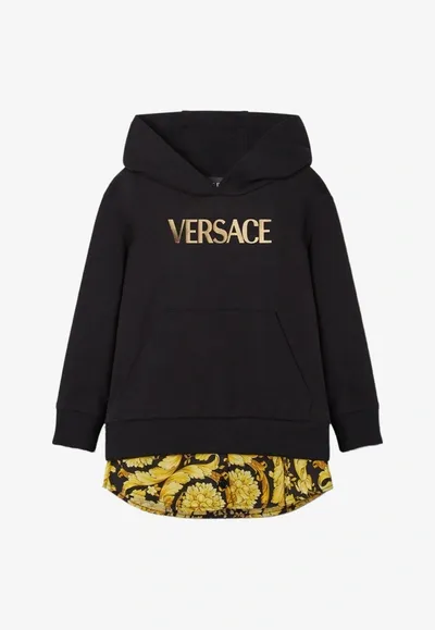 Versace Baby Girls Barocco Hoodie In Black