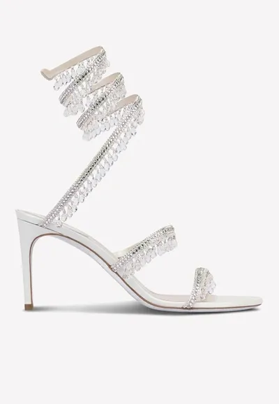 René Caovilla Chandelier 80 Crystal-embellished Sandals In Ivory