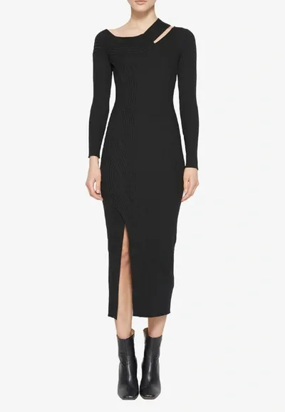 Jonathan Simkhai Camille Off-shoulder Dress In Wool In Black