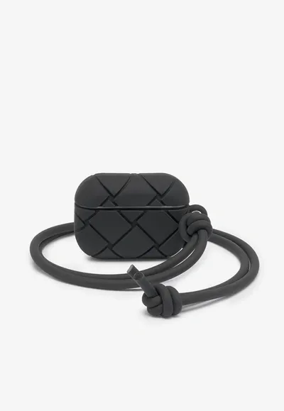 Bottega Veneta Airpods Pro Intrecciato Rubber Case In Black