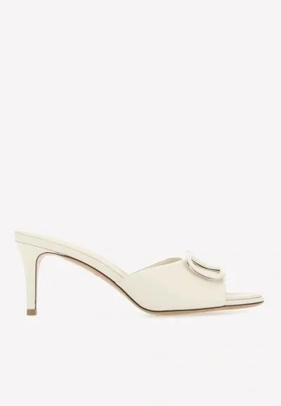 Valentino Garavani 80 Vlogo Signature Mules In Calf Leather In Ivory