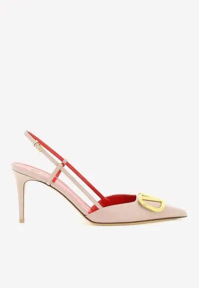 Valentino Garavani 80 Vlogo Slingback Leather Pumps In Nude