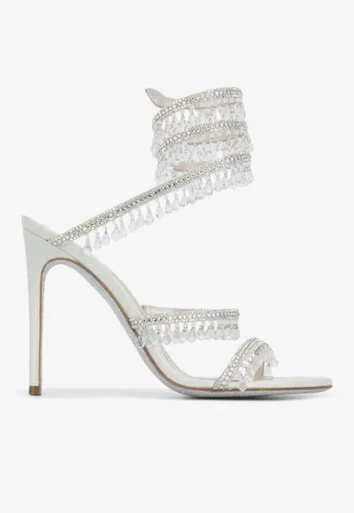 René Caovilla Chandelier 105 Wraparound Satin Sandals In Gray