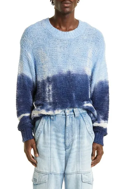 Isabel Marant Henley Stripe Knit Sweatshirt In Blue Purple