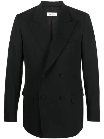 Lanvin Double-breasted Peak Lapel Blazer In Black