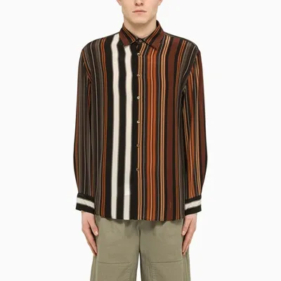 Etro Striped Long-sleeve Silk Shirt In Multicolor