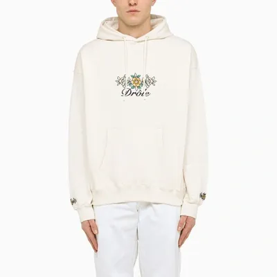 Drôle De Monsieur Floral Print Logo Hoodie In Beige