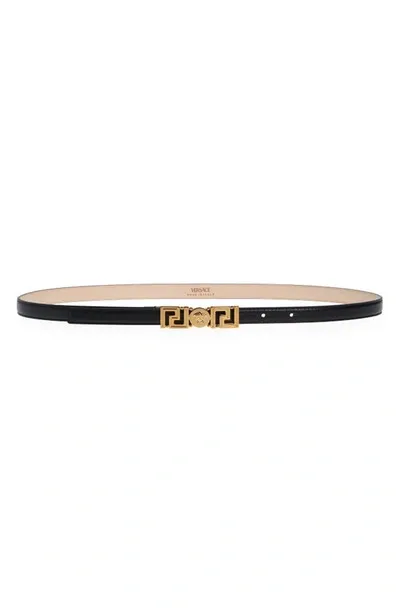 Versace Greca-medusa Leather Belt In Black