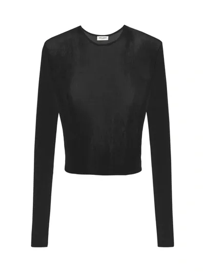 Saint Laurent Viscose Sweater Sweater, Cardigans Black In Noir