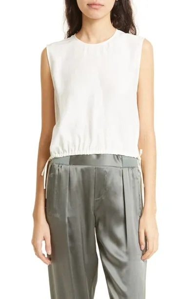 Atm Anthony Thomas Melillo Silk Sleeveless Tie-waist Crop Top In Beach Pebble Combo