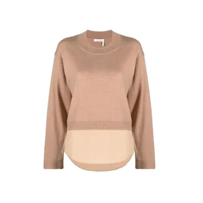 See By Chloé Layered-effect Crew Neck Sweater In Brown