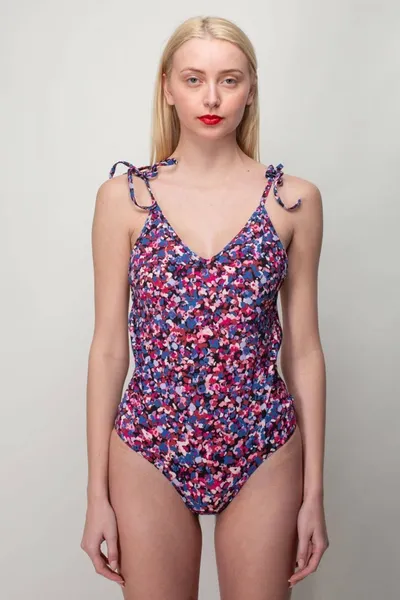 Isabel Marant Étoile Swan Printed One Piece Swimsuit In Ecru,multi