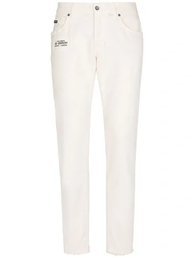 Dolce & Gabbana Slim-fit-jeans Mit Logo-schild In White