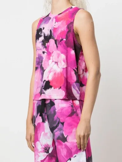 Marchesa Casey Top Printed In Raspberry Multi