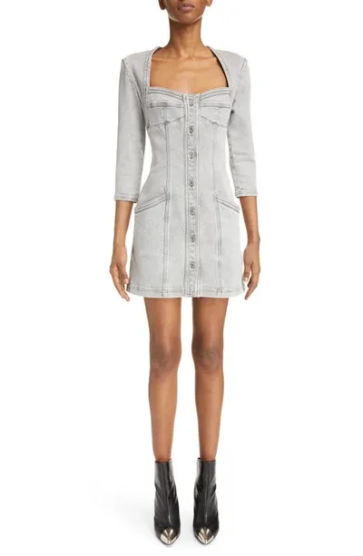 Isabel Marant Vona Stretch Denim Minidress In 02ly Light Grey