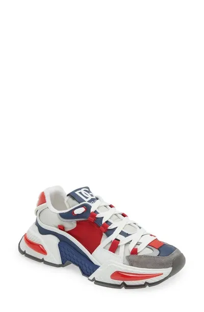 Dolce & Gabbana Airmaster Panelled Sneakers In Rosso Bianco Blue