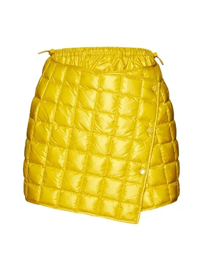 Moncler Asymmetric Quilted Mini Skirt In Yellow