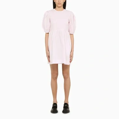 Ganni Cotton Poplin Mini Dress In Pink