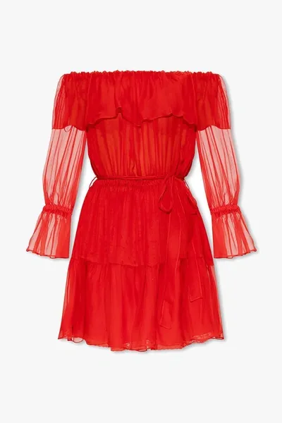 Gucci Chiffon Mini Dress In Red