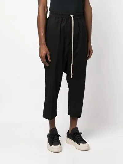 Rick Owens Men Drawstring Cropped Pants In 09 Black