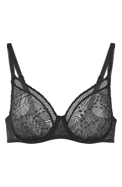 Simone Perele Comete Molded Full Cup Convertible Lace Bra In Black